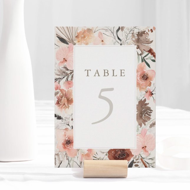 Aquarelle d'automne Boho Mariage Numéro de table (Autumn Watercolor Boho Wedding Table Number Sign)