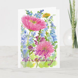 Aquarelle de bouquet de dahlia de rose de carte de