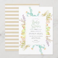 Aquarelle de bouquet Succulente | INVITATION BABY