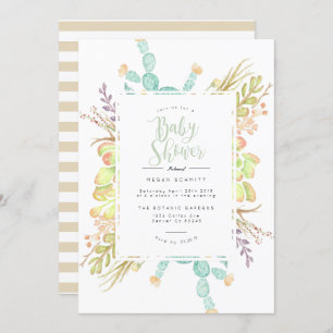 Aquarelle de bouquet Succulente   INVITATION BABY 