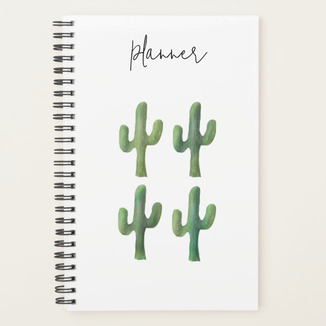 Aquarelle de Cactus Planificateur de spirale 5,5 x (Devant)