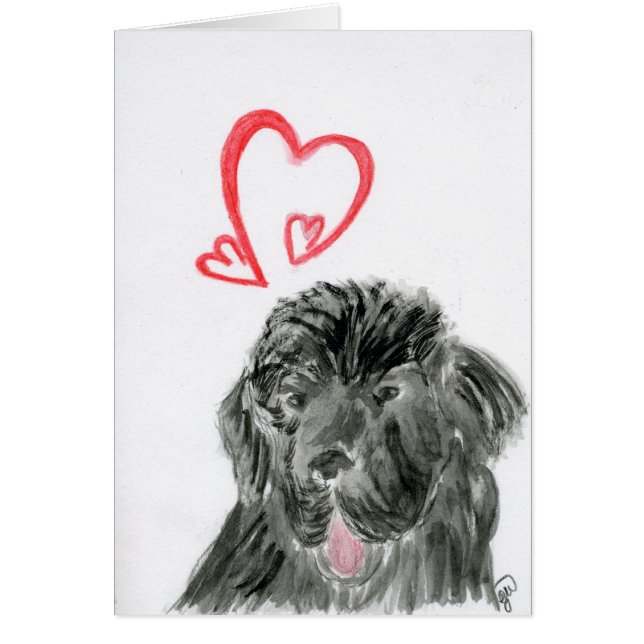 Aquarelle de chien de Terre-Neuve d'amour (Devant)