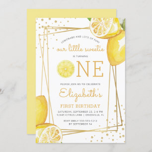 Aquarelle de citron 1er anniversaire Invitation de