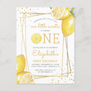 Aquarelle de citron 1er anniversaire Invitation de