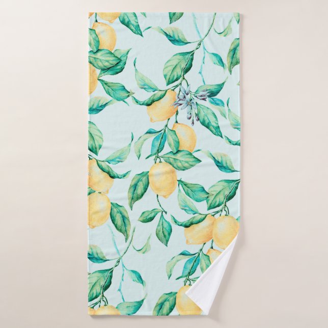 Aquarelle de citron bleu motif (Serviette de bain)
