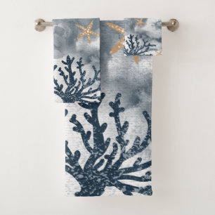Aquarelle de corail bleu marine Élégant été