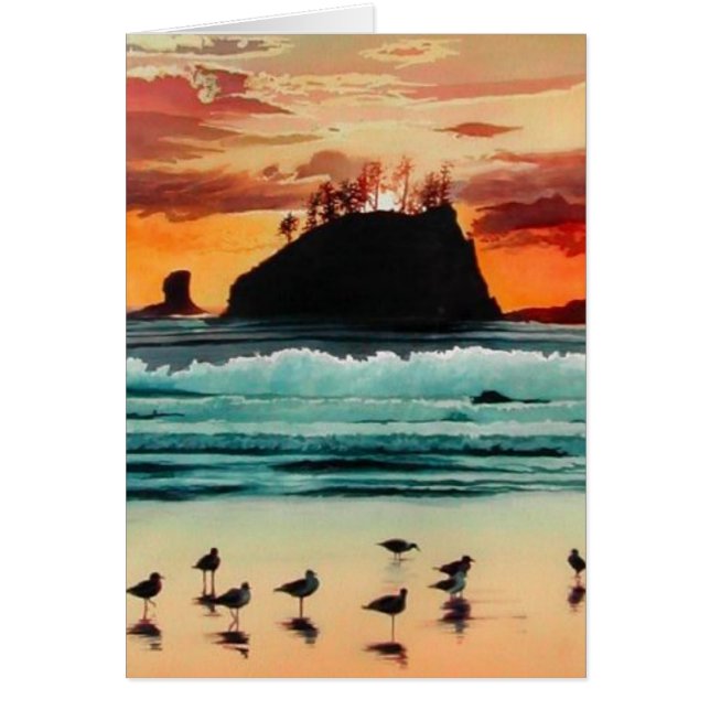 Aquarelle de coucher du soleil d'océan de (Devant)