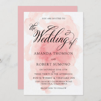 Aquarelle de Faire-part de mariage rose