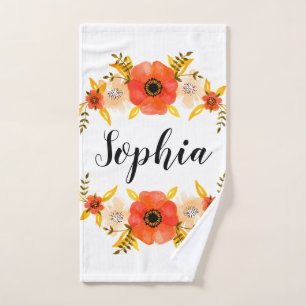 Aquarelle de fille Coral Floral Wreath Texte perso