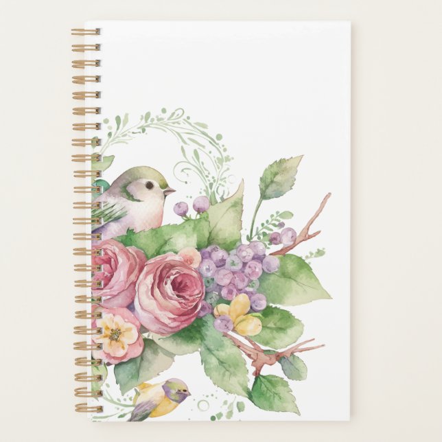 Aquarelle de fleur d'oiseaux (Devant)