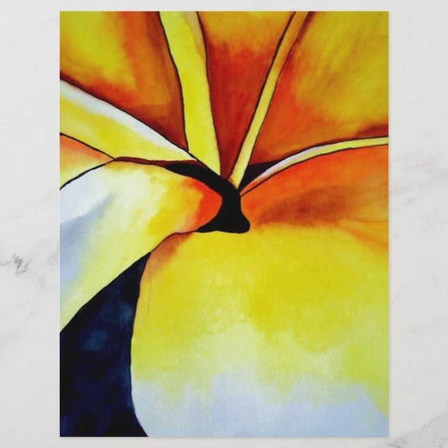 Aquarelle de fleur frangipani tropicale art abstra (Devant)