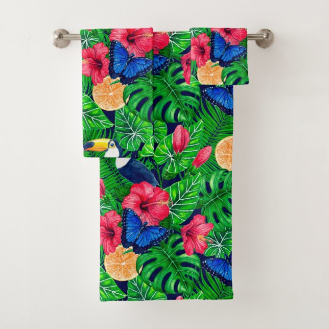 Aquarelle de jardin toucan et tropical (En situation)