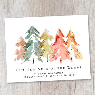 Aquarelle de la forêt de pins Faire-part de déplac