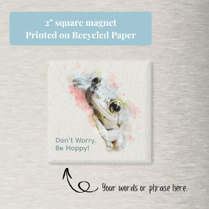 Aquarelle de la grenouille mignonne Aimant Carré s