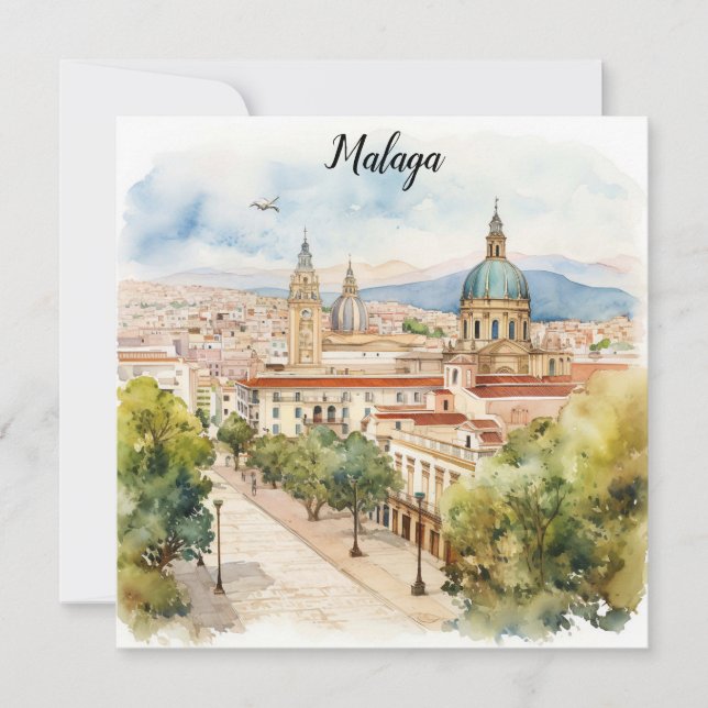 Aquarelle de l'architecture de Malaga Espagne (Devant)