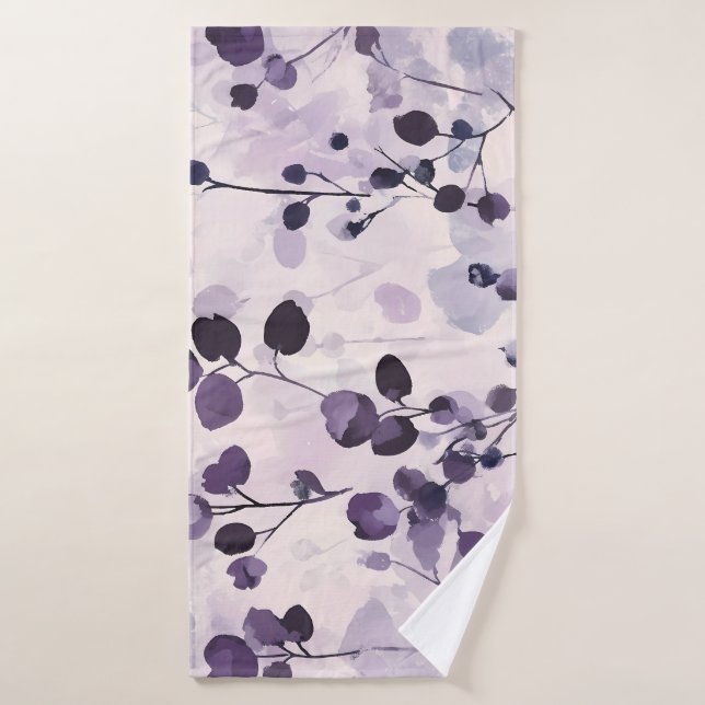 Aquarelle de lavande Eucalyptus Floral (Serviette de bain)