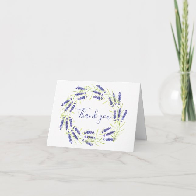 Aquarelle de lavande Merci Mariage Floral (Devant)