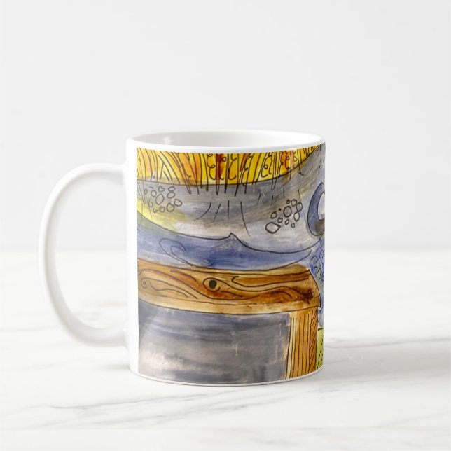 Aquarelle de marais sur tasse de café (Gauche)