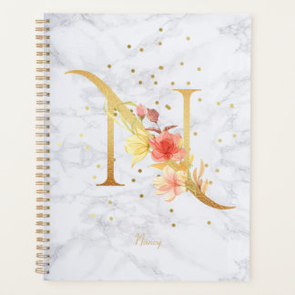 Aquarelle de marbre moderne Golden Monogram LETTRE
