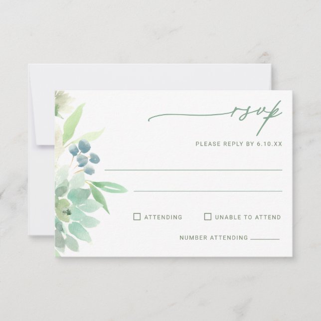 Aquarelle de mariage RSVP Succulent Cactus (Devant)