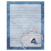 Aquarelle de méduse Lettre lin papier écriture