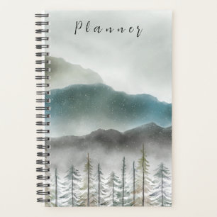 Aquarelle de montagne Planner de couverture souple