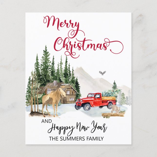 Aquarelle de Noël Camion d'hiver Budget de l'orign (Devant)
