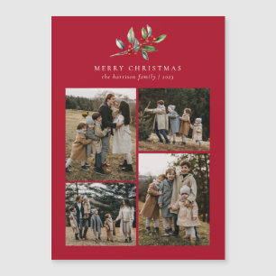 Aquarelle de Noël Floral 4 Photo Carte magnétique