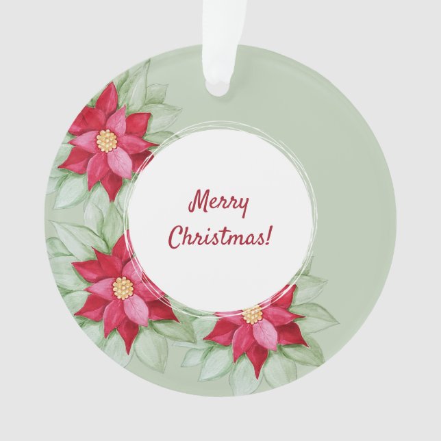Aquarelle de Noël Poinsettia Peinte à la main (devant)