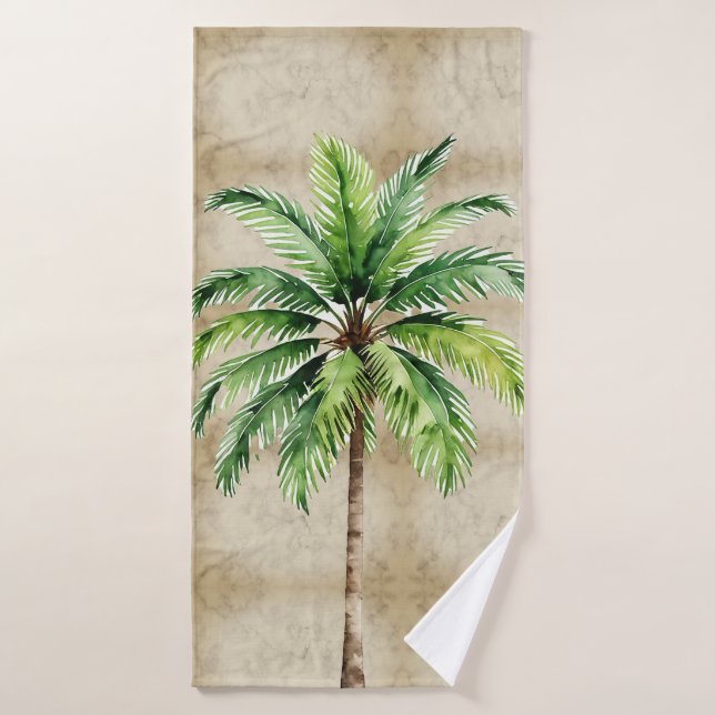 Aquarelle de palmier Tropical Élégant été (Serviette de bain)