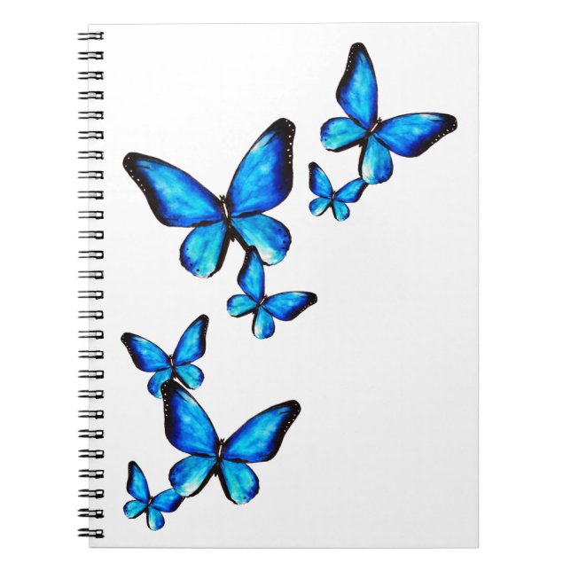 Aquarelle de papillon bleu Carnet spiral (Devant)