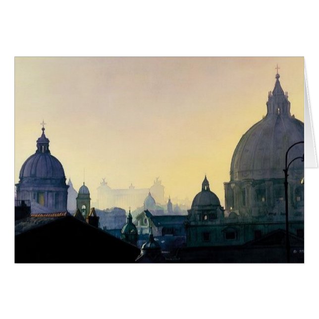 Aquarelle de paysage urbain de "sept collines" (Devant horizontal)
