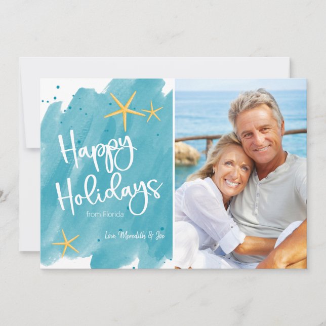 Aquarelle de plage minimaliste Bonne carte de vaca (Devant)