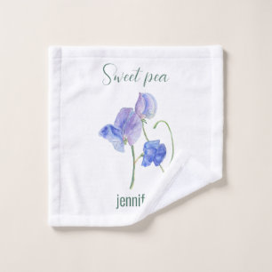 Aquarelle de pois doux bleu avec nom serviette