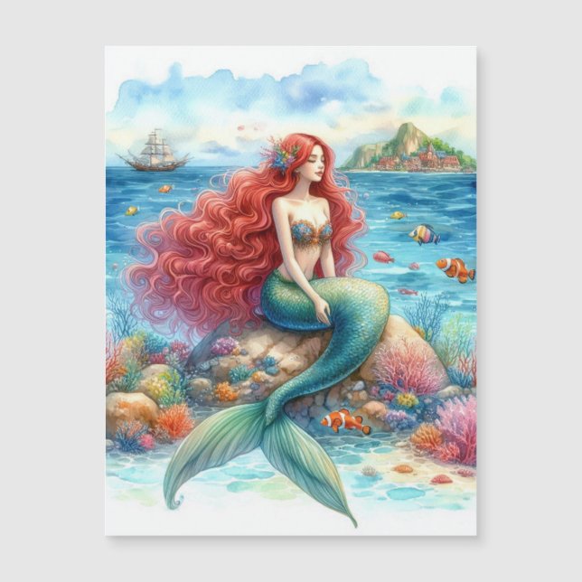 Aquarelle de sirène magnétique (Devant)
