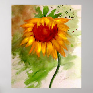 Aquarelle de tournesol Poster personnalisé
