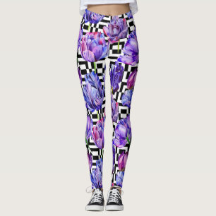Aquarelle de Tulipe noire pour femmes Leggings