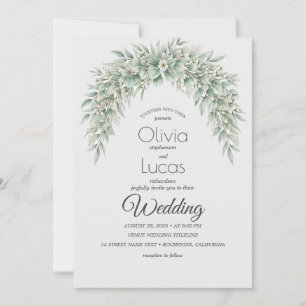 Aquarelle de verdure Arc Faire-part de mariage Tem