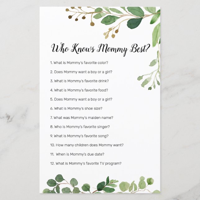 Aquarelle de verdure florale qui connaît maman le  (Devant)