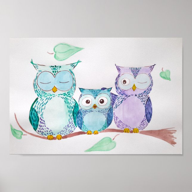 Aquarelle déco maison, choux mignons, affiche (Devant)