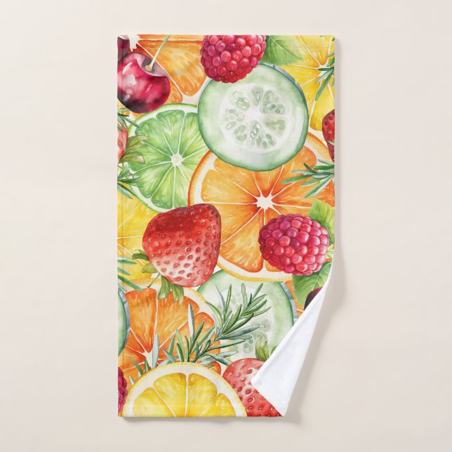 Aquarelle Décor Fruit Été (Serviette à main)