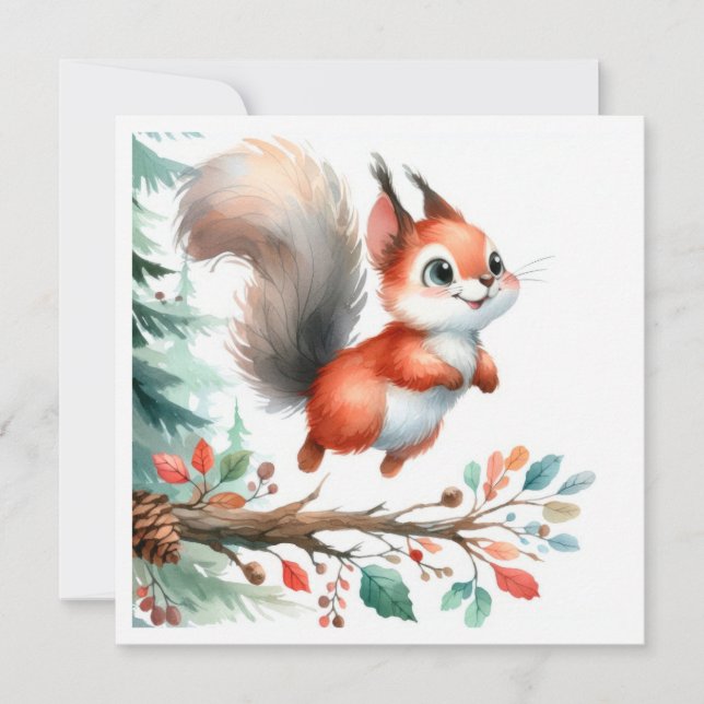 Aquarelle d'écureuil de forêt mignonne d'été enfan (Devant)