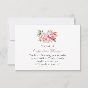 Aquarelle délicate Pink Peony funérailles merci