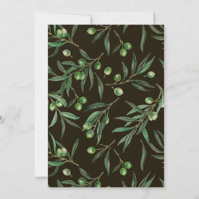 Aquarelle des branches d'olive en noir (Devant)