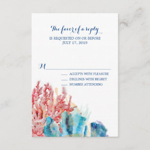 Aquarelle des récifs colorés   RSVP pour mariage