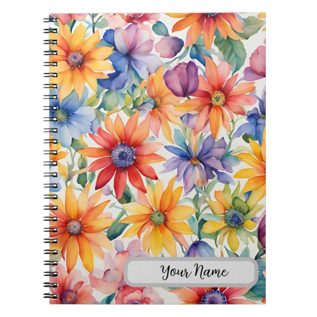 Aquarelle Design floral Carnet photo spirale (Devant)