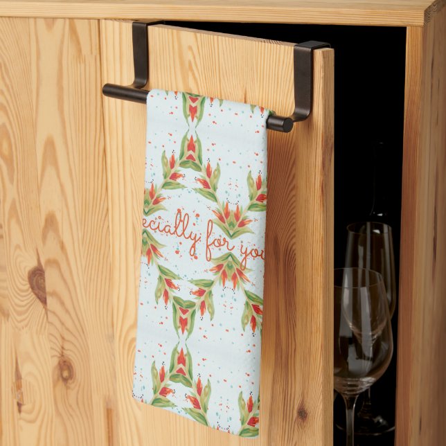 Aquarelle design orange et bleu serviette de cuisi (Pliage en tiers)