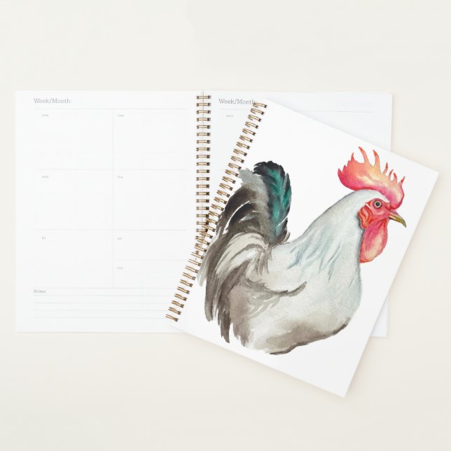 Aquarelle dessinée à la main d'un coq (Devant avec enveloppe)