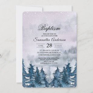 Aquarelle d'hiver moderne Forêt Bleu Invitation
