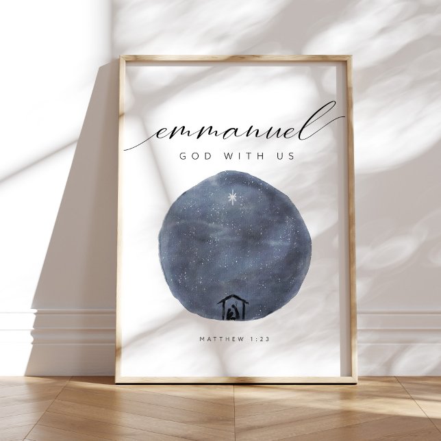 Aquarelle Dieu avec nous Affiche de la Nativité (Créateur téléchargé)
